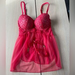 Victoria's Secret Red Babydoll 34D, sexy Victoria Secret babydoll lingerie teddy